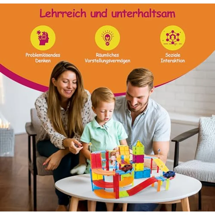 Olvy Magnetische Bausteine Montessori Spielzeug, 126er Magnetset für Kinder ab 3 Jahren, fördert Kreativität und Motorik, kompatibel mit anderen Magnet-Set – Bild 3