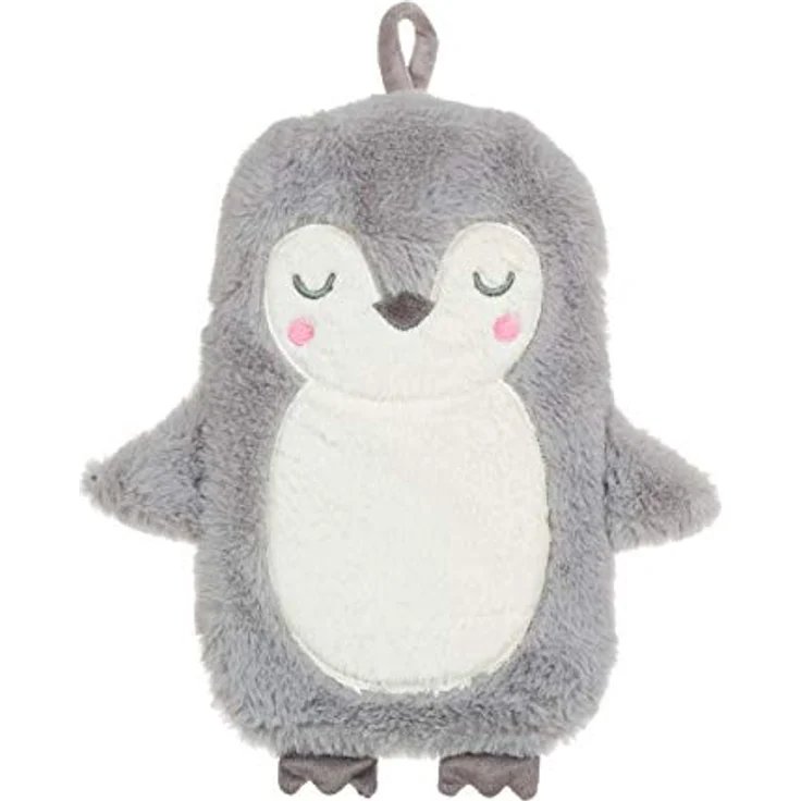 Sass & Belle Wärmflasche mit Pinguin Bezug, Bettflasche, ca. 20 x 30 cm, Grau, perfekt für abendliches Kuscheln – Bild 2