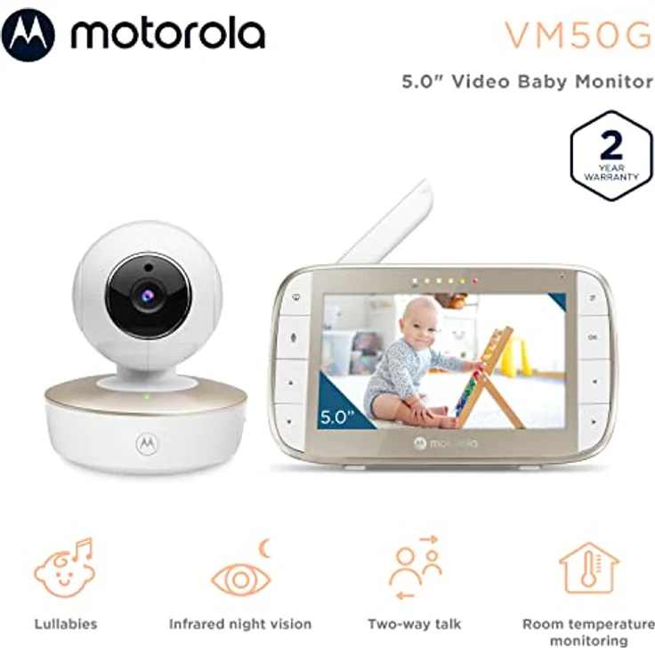 Motorola Babyphone VM50G 5" – Nachtsicht – Temperaturmesser – Kamera – 2000 mAh Akku – Fernschwenken, neigen und Digitalzoom – Bild 2