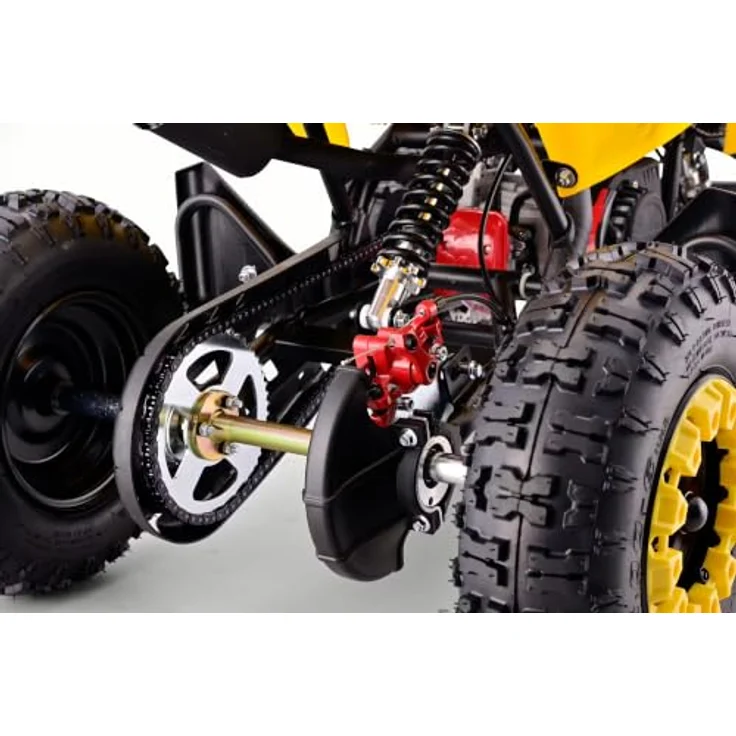 Beneo Motors MTX 49 cc, Benzin-Quad für Kinder, Gelb, mit Zweitaktmotor, Automatikgetriebe, Scheibenbremsen, Elektro- und Seilzugstart, Geschwindigkeitsbegrenzung – Bild 9