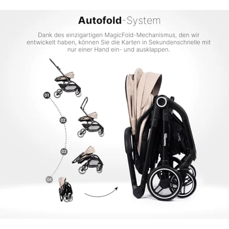 Hamilton by Yoop T1 Buggy - 360° drehbarer Sitz - MagicFold™ Technologie - Klimakühlendes Mesh-Material - Große reflektierende Räder - UV-Schutz - Khaki – Bild 2