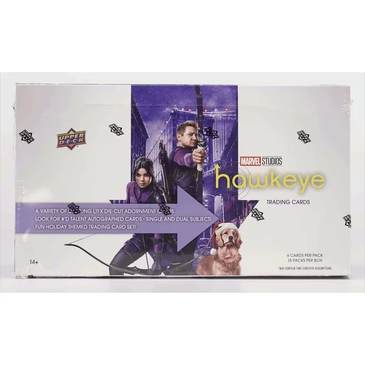 The Upper Deck Company 2023 Upper Deck Marvel Studios Hawkeye Hobby Box, Sammleredition mit autographierten Karten und niedrigen Seriennummern
