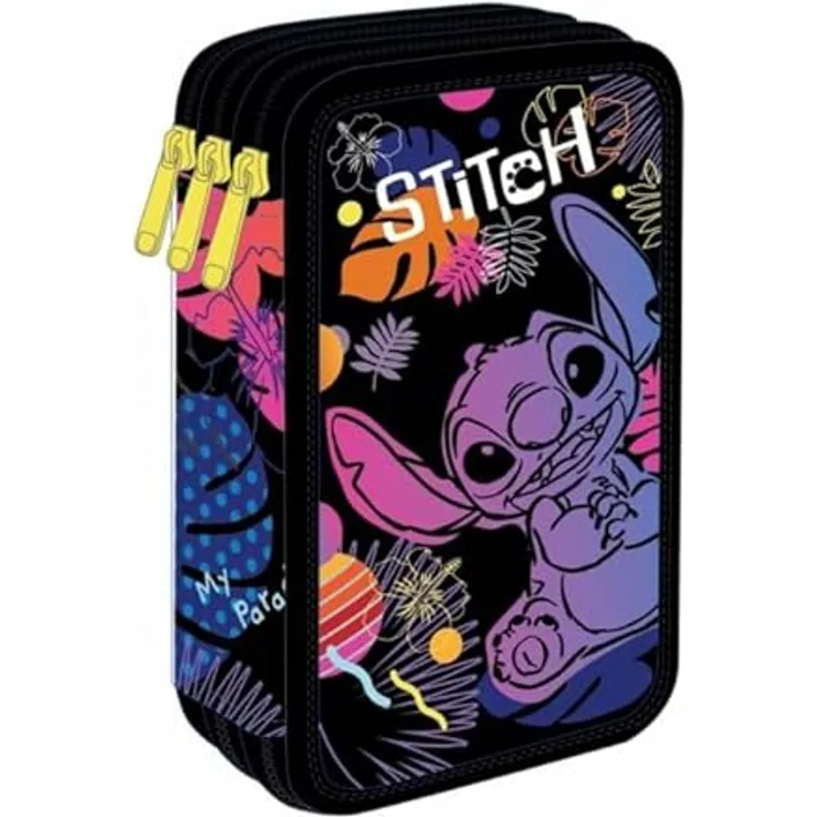 CoolPack Dreifach-Federmäppchen mit Zubehör, 18 Buntstifte, 18 Filzstifte, praktische Größe 19,5 x 12,5 x 6,5 cm für Jungen und Mädchen