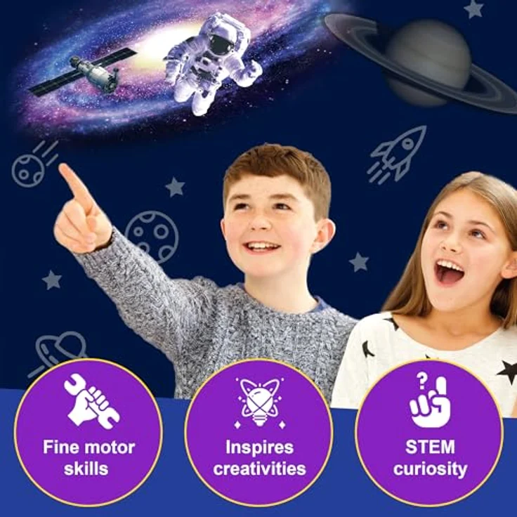 4M Zestaw edukacyjny Odkrywanie kosmosu, Lernset zur Weltraumforschung mit Planetariumsmodell und Projektor – Bild 7