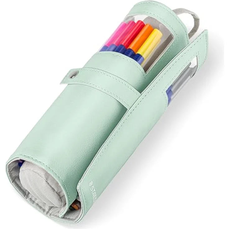 STAEDTLER Federtasche Fasermaler triplus color, gefüllt mit 20 sortierten Farben, Lederoptik, hellgraues Futter, 600D Polyester – Bild 1