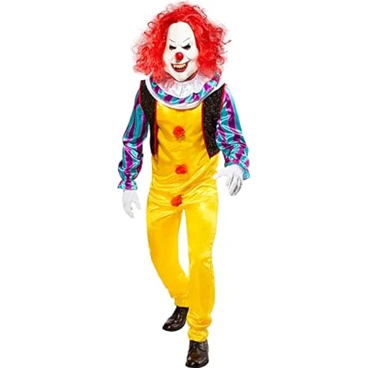 Rubie's Official Pennywise Deluxe Kostüm für Erwachsene, Clown-Anzug mit Handschuhen und Maske, Standardgröße, Halloween – Bild 1