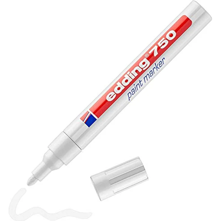 edding 750 Lackmarker - weiß - 1 Stift - Rundspitze 2-4 mm - Lackstift zur Markierung und Beschriftung von Metall, Glas, Stein oder Kunststoff - hitzebeständig, permanent, wisch- und wasserfest – Bild 1