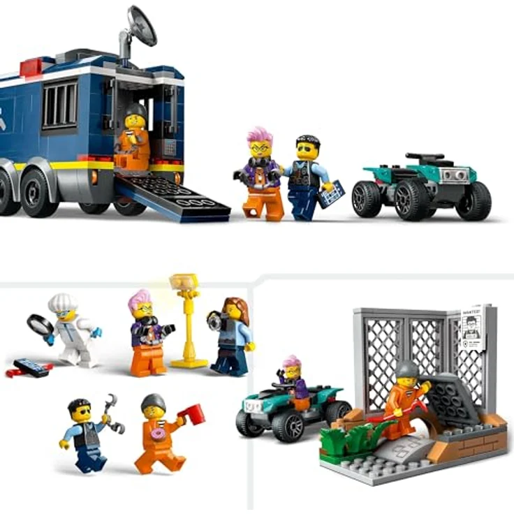 LEGO City Polizeitruck mit Labor, Polizei-Set mit Quad und LKW-Spielzeug für Kinder, Geschenk für Jungs und Mädchen ab 7 Jahre, plus 5 Minifiguren – 2 Polizisten, 1 Wissenschaftler und 2 Ganoven 60418 – Bild 4