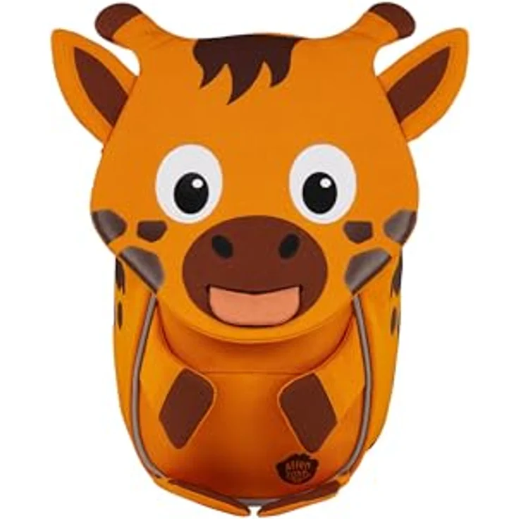 Affenzahn Kleiner Freund Kindergarten-Rucksack, ergonomisch, reflektierend, Ziehzunge mit Namensschild, Giraffe, orange, für 1-3 Jährige – Bild 1