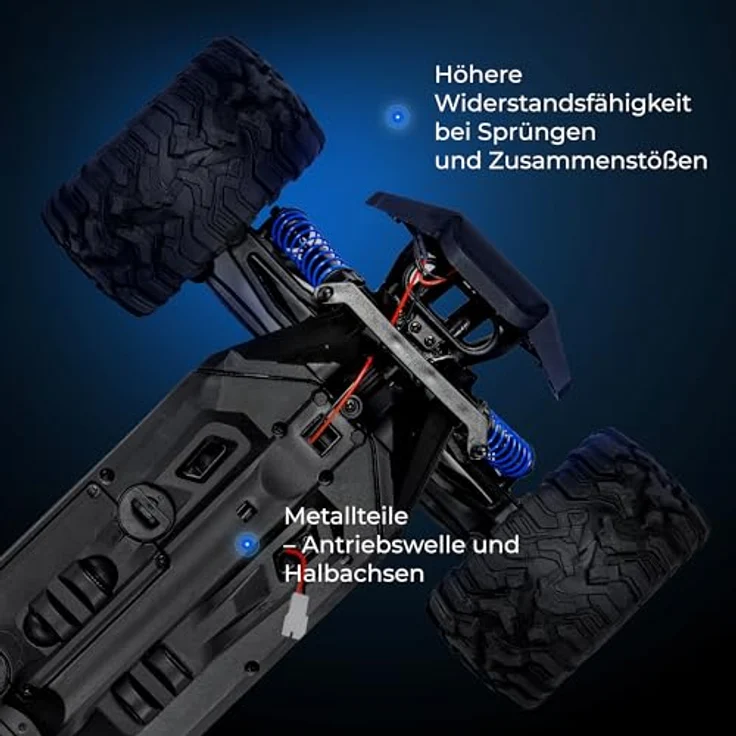 Overmax X-Shard RC Monster Truck 4x4 1:16, LED-Beleuchtung, Metallantrieb, IPX4, 30 km/h, RTR Offroad Auto – Bild 4