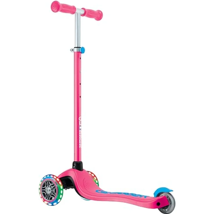 GLOBBER PRIMO PLUS LIGHTS – Tretroller für Kinder, 3-rädrig, höhenverstellbar, LED-Leuchtrollen, pink, ABEC 9 Kugellager – Bild 7