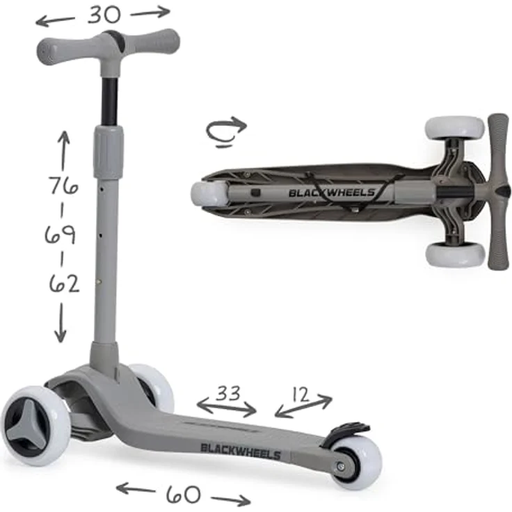 BLACKWHEELS Blink Dreirädriger Kinderroller – Klappbar, LED-Leuchträder, Stabil und Komfortabel, Höhenverstellbar, Balance-Lenkung, Geschenkidee, Leicht, ABEC-5 – Bild 5