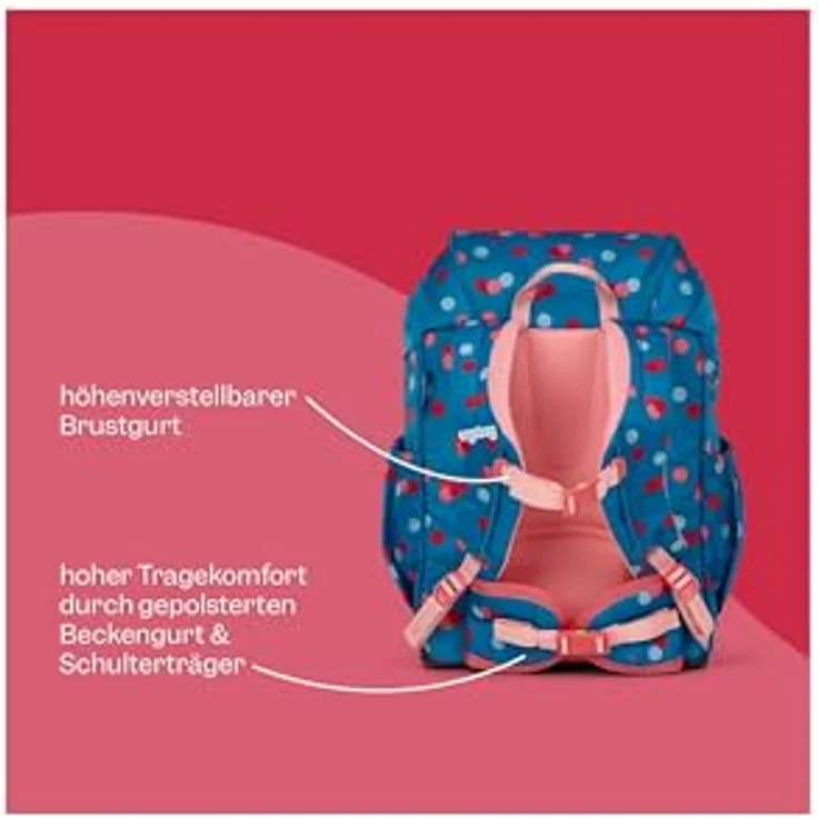 Ergobag Mini Kindergartentasche, Mehrfarbig, ergonomische Rückenpolsterung, A4-fähig, mit Fläschchenfach und Schnappverschluss – Bild 3