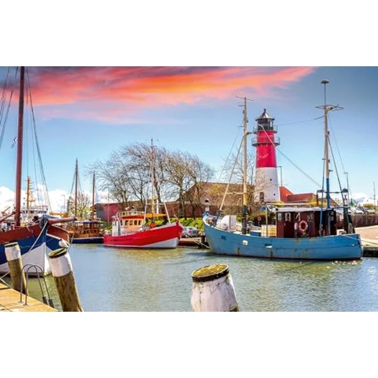 Ravensburger Puzzle 12001476, Der Hafen von Büsum, 300 Teile mit handgefertigten Stanzmessern und reflexfreier Naturleinenprägung – Bild 2