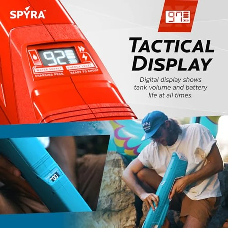 SPYRA SpyraThree™ Elektrische Wasserpistole mit automatischem Aufladen, 3 Spielmodi, LED-Anzeige und 15m Reichweite, rot – Bild 5