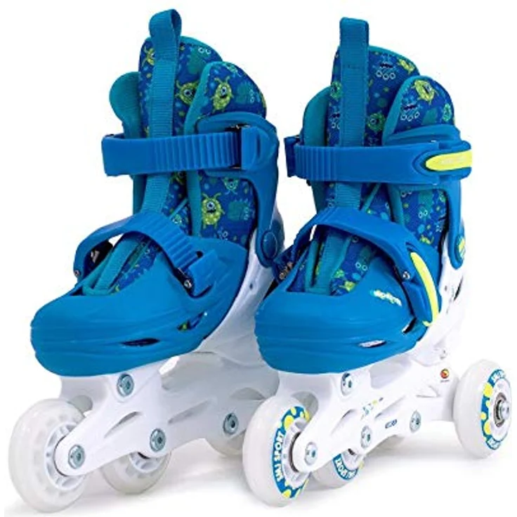 SMJ Kinder Set 2in1 Inliner Rollschuhe VERSTELLBAR Inline Skates mit LED Rollen + Schonerset + Helm + Tasche – Bild 4