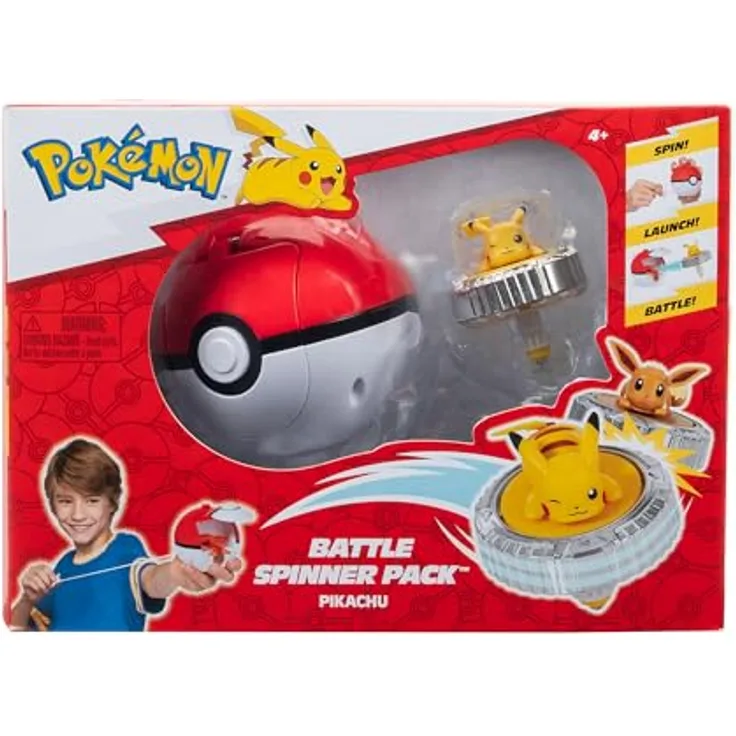 Jazwares Pokémon Battle Spinner Pack, Pikachu #1 mit Pokéball, Sammelfigurenspiel