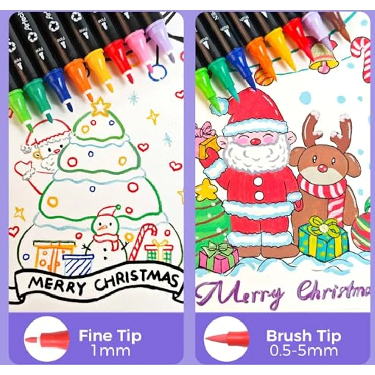 Artecho Acrylstifte 48 Farben, wasserfeste Dual Tip Marker mit Pinsel- und feiner Spitze, 0.5-5mm für Rock Painting, Glas, Papier, Holz, Keramik und DIY Crafts – Bild 4