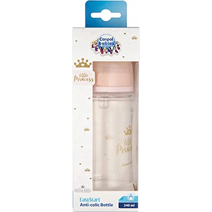 Canpol Babies Royal Baby Babyflasche 3m+ Pink 240 ml, mit weiter Hals und effektivem Entlüftungssystem – Bild 5