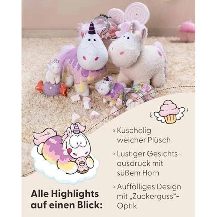 NICI Kuscheltier Einhorn Sweety Rainbow 22cm, weiches Plüschtier in Weiß, buntes Design, perfektes Geschenk für Kinder & Erwachsene, recycelte Materialien – 61906 – Bild 4