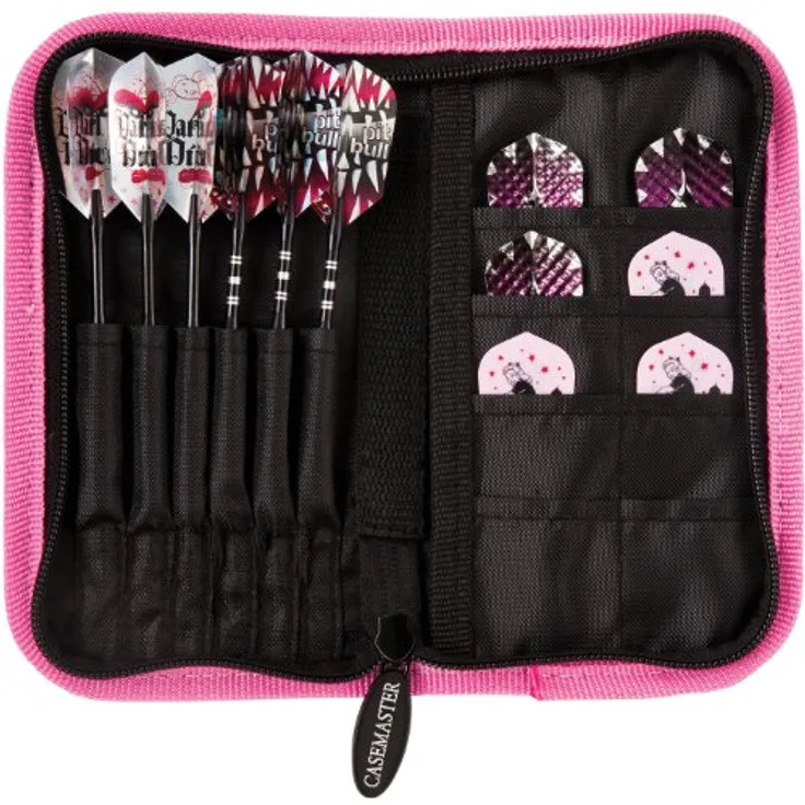 Casemaster Deluxe Nylon Darttasche für Steel und Soft Tip Darts, hält 6 Darts und verfügt über 8 Taschen für Zubehör wie Flights, Schäfte und Spitzen