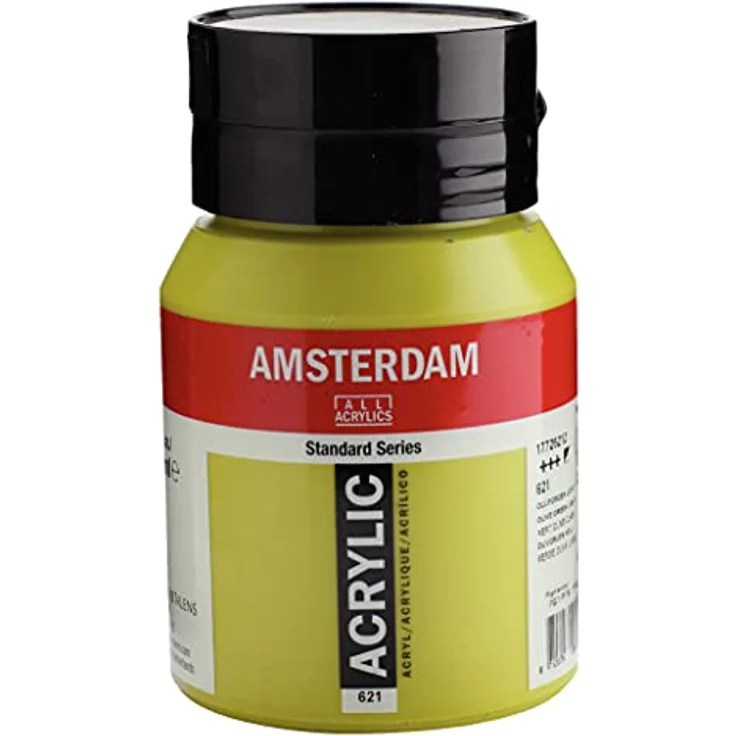Amsterdam Standard Series Acrylfarbe 500 ml, Olivgrün Hell 621, hohe Lichtechtheit, alkalibeständig, schnelle Trocknungszeit – Bild 1