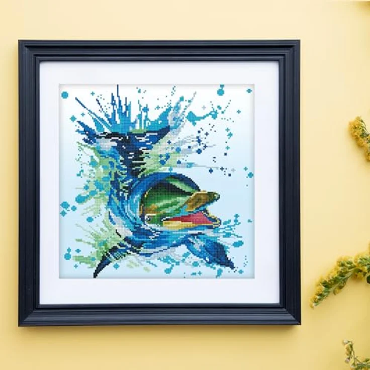 DIAMOND DOTZ DD8.004, 5D Diamond Painting Set "Delfin Flipper", Kreativset mit 9.638 Diamant Mosaiksteinen, 40 x 40 cm, DIY Komplettset für Erwachsene und Kinder ab 8 Jahren – Bild 3