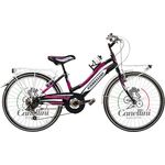 BICICLETTE CANELLINI LINCY Mädchenfahrrad MTB 24 Zoll (61 cm), 6 Gänge, schwarz/pink