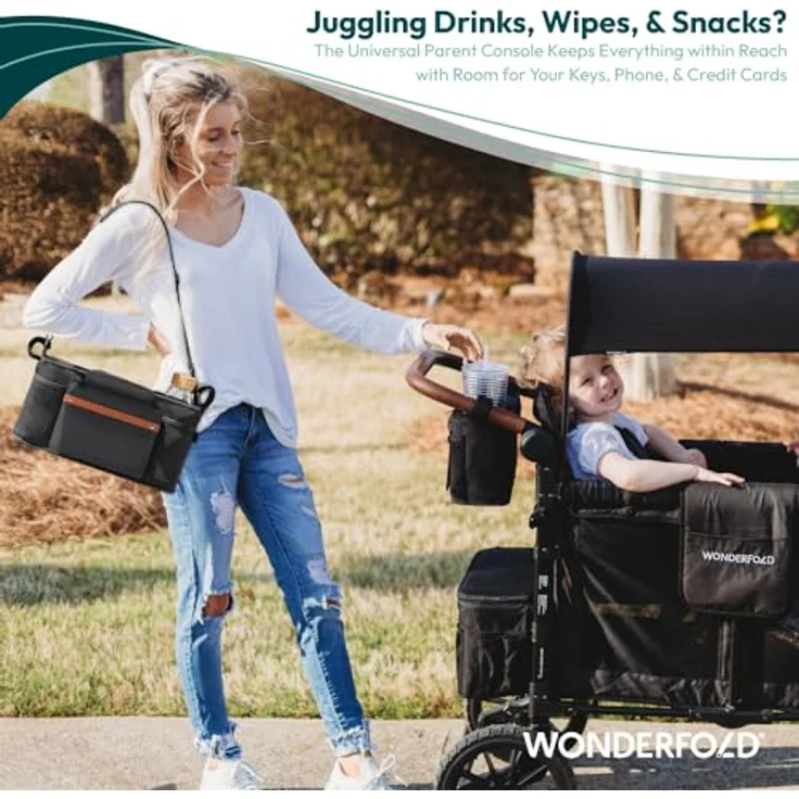 WonderFold Getränkehalter Black, Kinderwagen Zubehör für W4 Modelle, robuster Halter für Getränke und Snacks – Bild 2