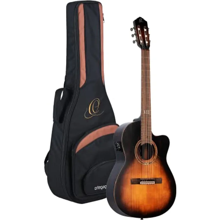 Ortega Private Room Series Thinline Acoustic-Electric Full Size Slim Neck Guitar Solid Spruce/Mahogany Distressed Burst