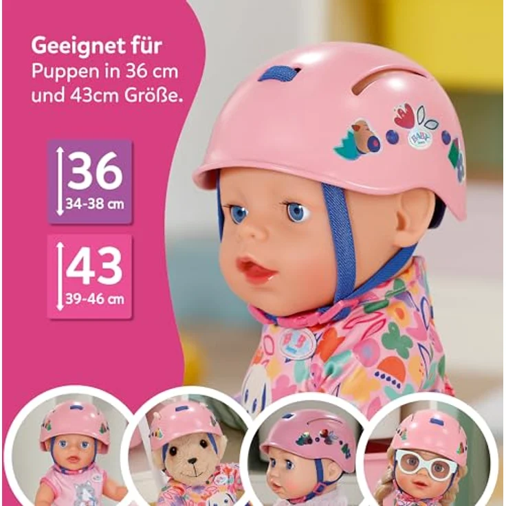 BABY Born Puppenhelm mit bunten Motiven, 43cm Zubehör für realistische Rollenspiele – Bild 7