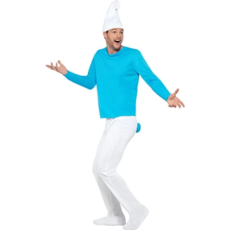 Funidelia | Schlumpf Kostüm für Herren The Smurfs - Erwachsenenkostüm in Blau, Größe XL - Karneval, Halloween & Party Verkleidung – Bild 3