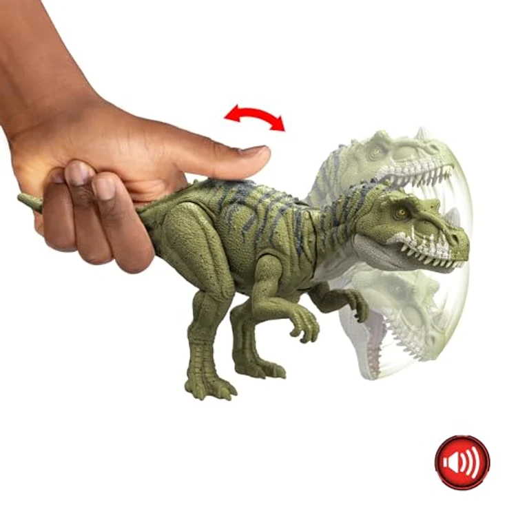 Mattel HTK74 Jurassic World Wild Roar Ceratosaurus, Dinosaurierfigur mit Sound und beweglichem Kiefer, 33 cm – Bild 3