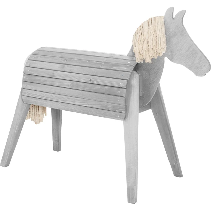 roba Outdoorpferd aus Massivholz - Wetterfestes Holzpferd für den Garten - Voltigierpferd zum Reiten, Klettern und Turnen - Holzspielgerät - Grau lasiert – Bild 7