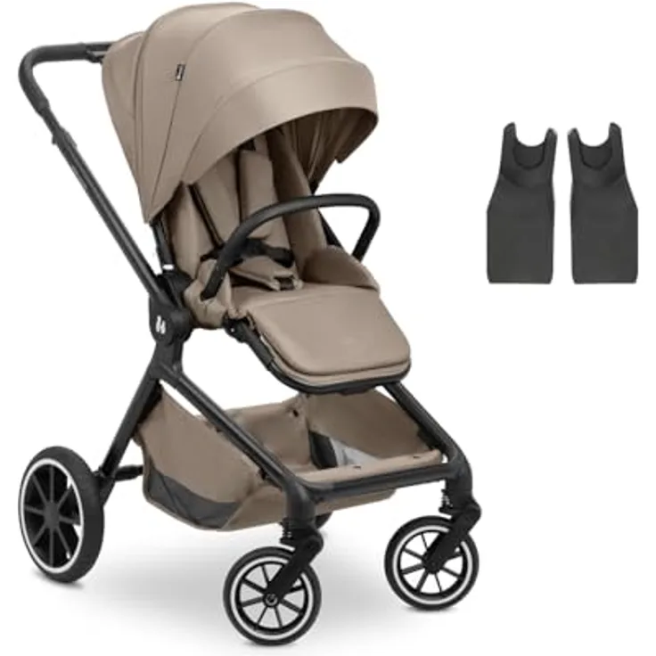 hauck Move N Care, Mocha - Multifunktionaler Kinderbuggy ab Geburt bis 22 kg, Wendbarer Sitz mit Liegefunktion, XL Verdeck mit UPF 50+, Federung & Gummi Räder, Höhenverstellbarer Schieber, Inklusive Adapter