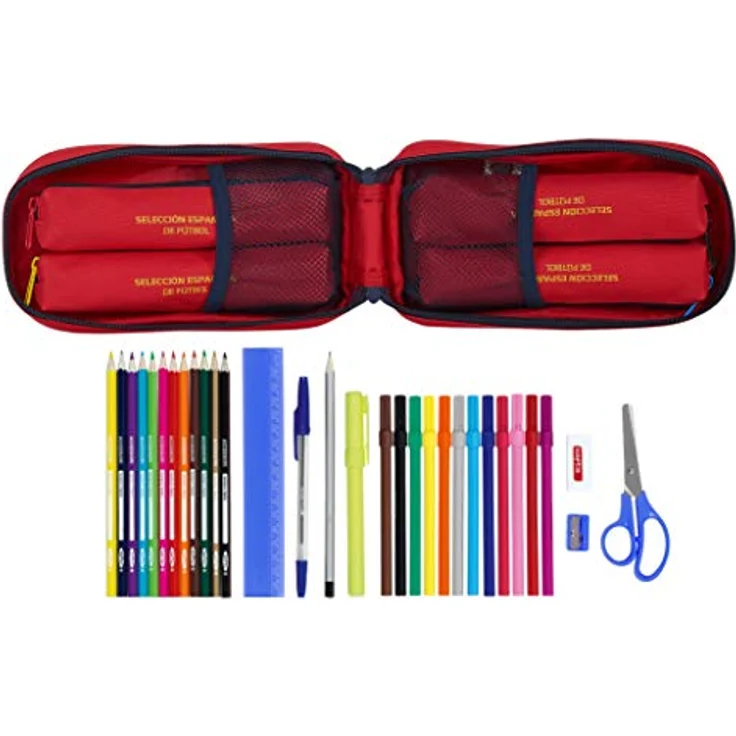 Safta Kulturbeutel mit 4 Federmäppchen der spanischen Fußballnationalmannschaft, 120 x 50 x 230 mm – Bild 4