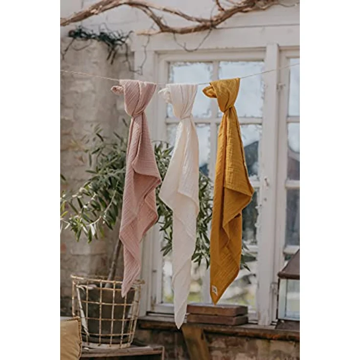 Bibs Muslin Swaddle Pucktücher, Wickeltuch, Decke für Neugeborene, Tragetuch, 100% Bio-Baumwolle, 120x120 cm, Sage – Bild 3