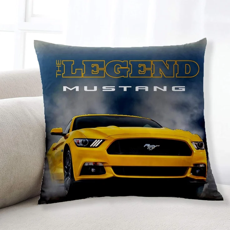 Ford Mustang Bettwäsche Legend Gelb / Blau 135x200 cm + 80x80 cm Stang Pony-US-Muscle-Car 100% Baumwolle in Renforcé-Linon-Qualität Shelby GT 2 Motive Wendebettwäsche Reißverschluss 008 – Bild 4