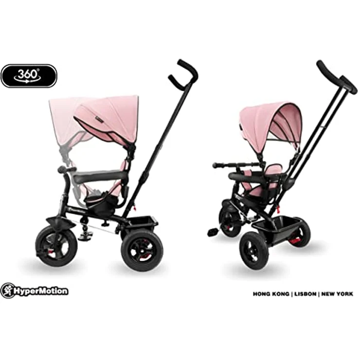 HyperMotion Dreirad für Kinder von 1 Jahr bis 20 kg, Kinderfahrräder, 1–4 Jahre, Kinderfahrrad mit Schiebelenker, Dreirad, Elterngriff, rosa – Bild 5