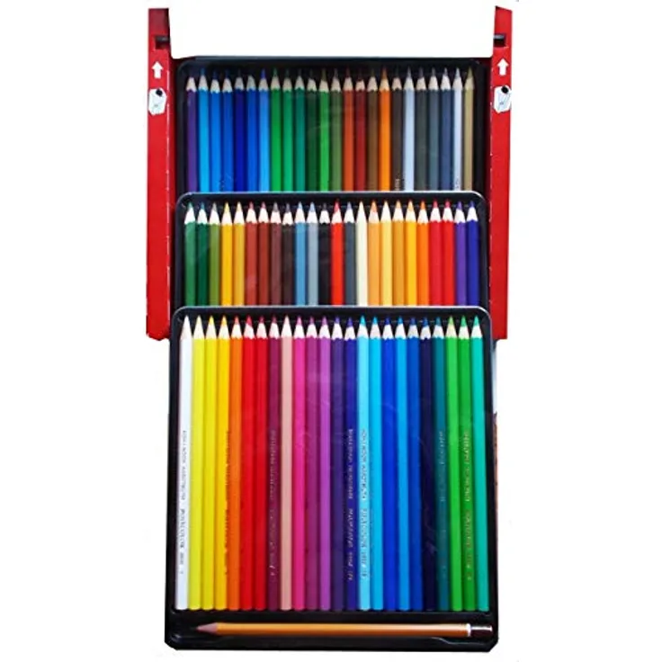 Koh-I-Noor 3837 POLYCOLOR - Künstlerfarbstifte mit Anspitzer und 2 Graphitstiften im Pappetui - Farben sortiert, 72er-Farbset