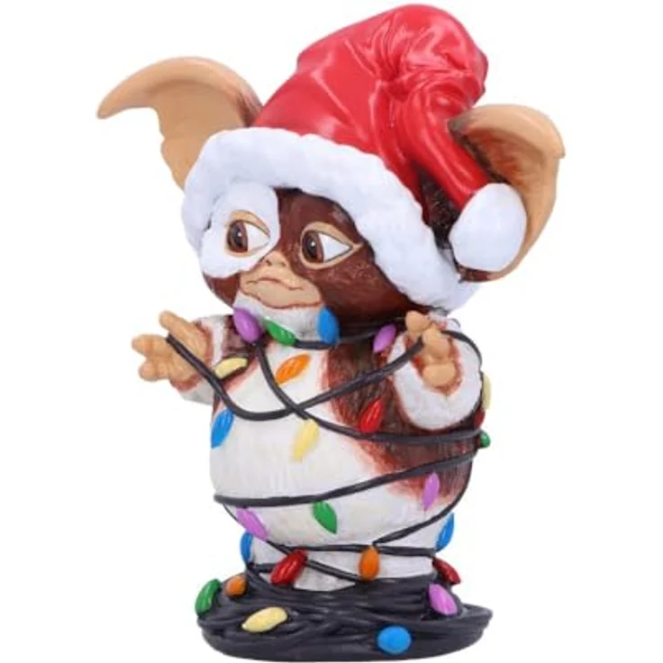 Nemesis Now Gremlins Gizmo in Fairy Lights, 13 cm handbemalte Sammelfigur mit Weihnachtsmütze und bunten Lichtern – Bild 2