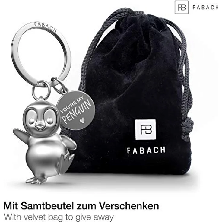 FABACH Pinguin Schlüsselanhänger Breezy, Glücksbringer mit Gravur "You're My Penguin", in Schwarz, Roségold oder Silber - Geschenk für Partner zu Geburtstag und Jahrestag – Bild 2