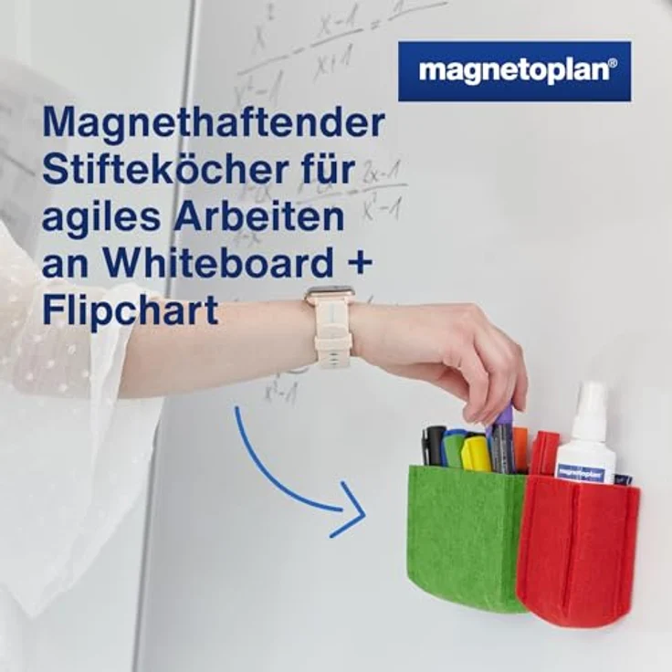 magnetoplan Stiftehalter magnetoTray medium, magnetisch, aus recyceltem PET-Filz, grün, 13 x 6 x 10 cm – Bild 2
