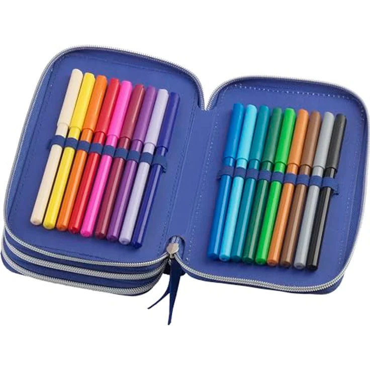 Faber-Castell 573040 – Dreifach-Schulmäppchen – Einhorn, Federmäppchen mit 3 Fächern und umfangreichem Inhalt in Dinosaurier-Design – Bild 5