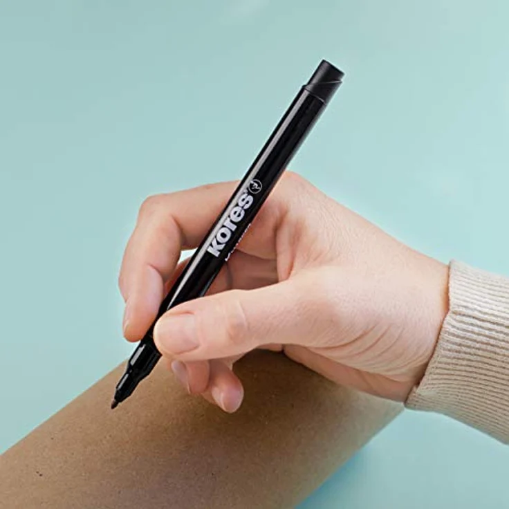Kores - K-Marker P1: Bunte Permanent Marker Stifte, Dünne Faserspitze mit wasserfester und nahezu geruchsfreier Tinte, für alle Oberflächen, Packung von 6 sortierten Farben – Bild 2