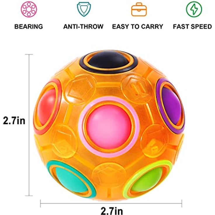 Vdealen Regenbogenball, Magischer Puzzleball zur Stressbewältigung, Geschicklichkeitsspiel für Kinder, Teens & Erwachsene, 7 cm Durchmesser, ABS-Material – Bild 2