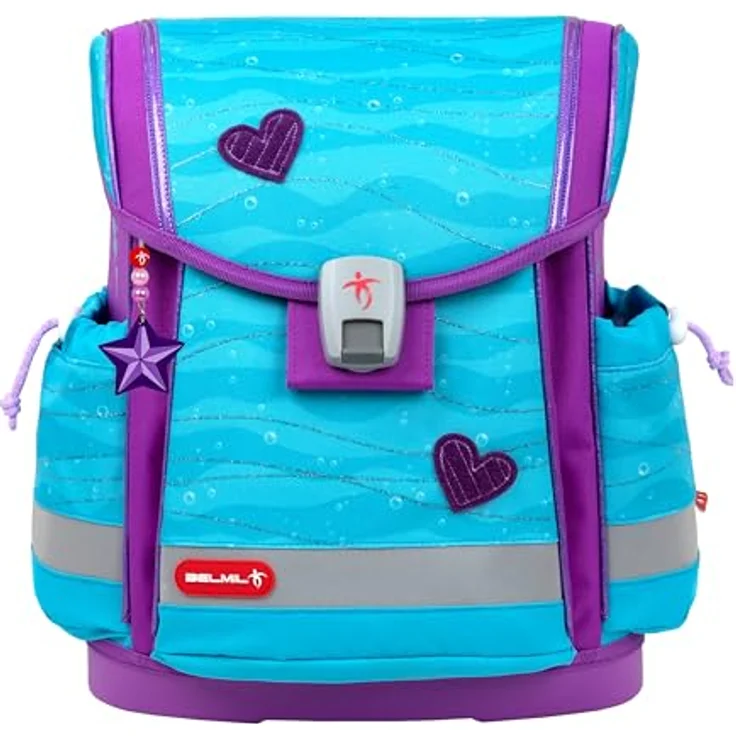 Belmil CLASSY Plus Schulranzen-Set, ergonomisch, 5-teilig, wasserabweisend, leicht, 19 L, bunt mit austauschbaren Patches – Bild 4