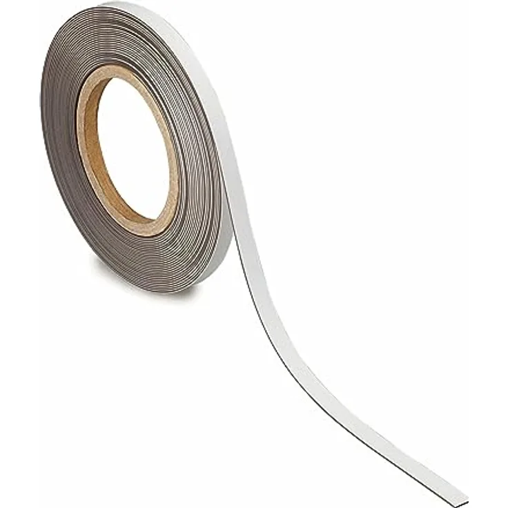MAUL Kennzeichnungsband 10mm x 1mm | Beschriftbares Band mit magnetischer Rückseite | Vielseitig anwendbar in Büro, Werkstatt, Lager und Küche | Individuell zuschneidbar | 10m Länge | Weiß