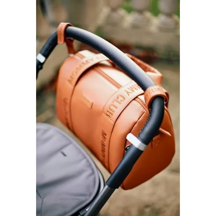 CHILDHOME Baby Wickeltasche Mommy Bag inkl. Wickelauflage, 22L, Vegan Leder, Kinderwagenbefestigung, Braun – Bild 6