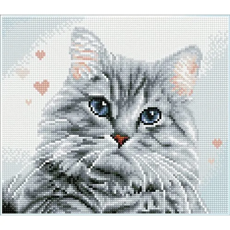 DIAMOND DOTZ DQ7.005 - Original 5D Diamond Painting Squares Set Katze Pricilla, Kreativset mit 11.500 quadratische Diamant Mosaiksteinen, Malset ca. 27 x 31 cm für Erwachsene und Kinder ab 8 Jahren